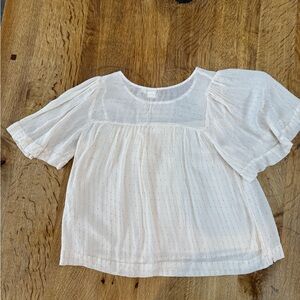 GAP Cream Blouse with Subtle Gold Stripes